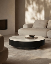Tommy Franks Coin Coffee Table - White Ceramic Marble