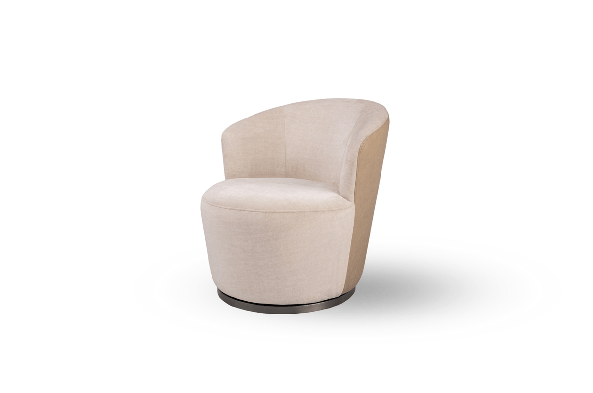 Derry Swivel Chair - Bella Velour Cream & Taupe