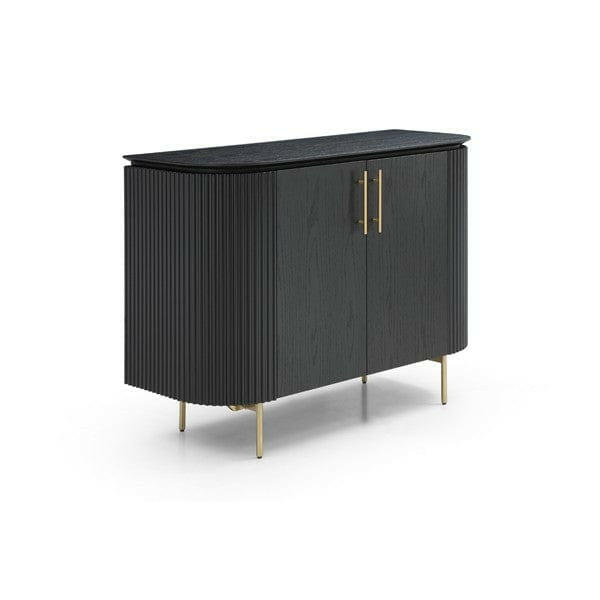 Lantine 2 Door Cabinet - Black Oak & Brass