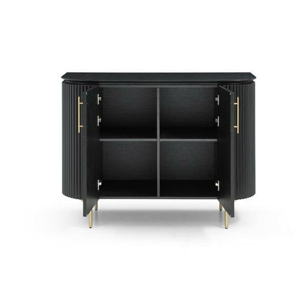Lantine 2 Door Cabinet - Black Oak & Brass