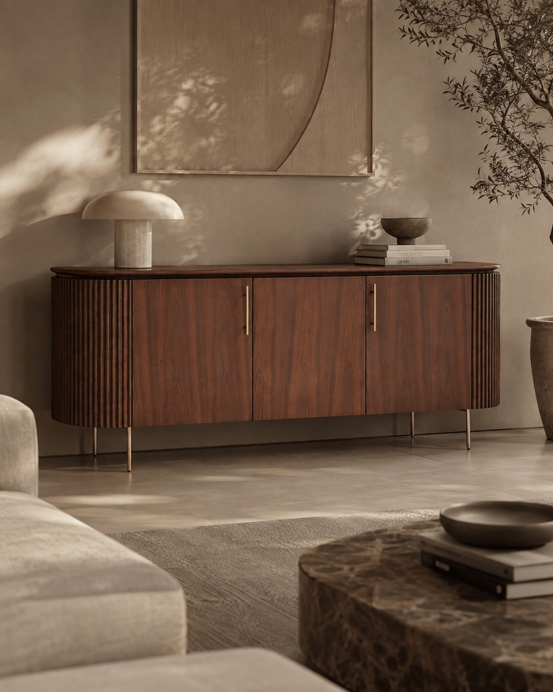 Lantine Buffet – Walnut & Brass