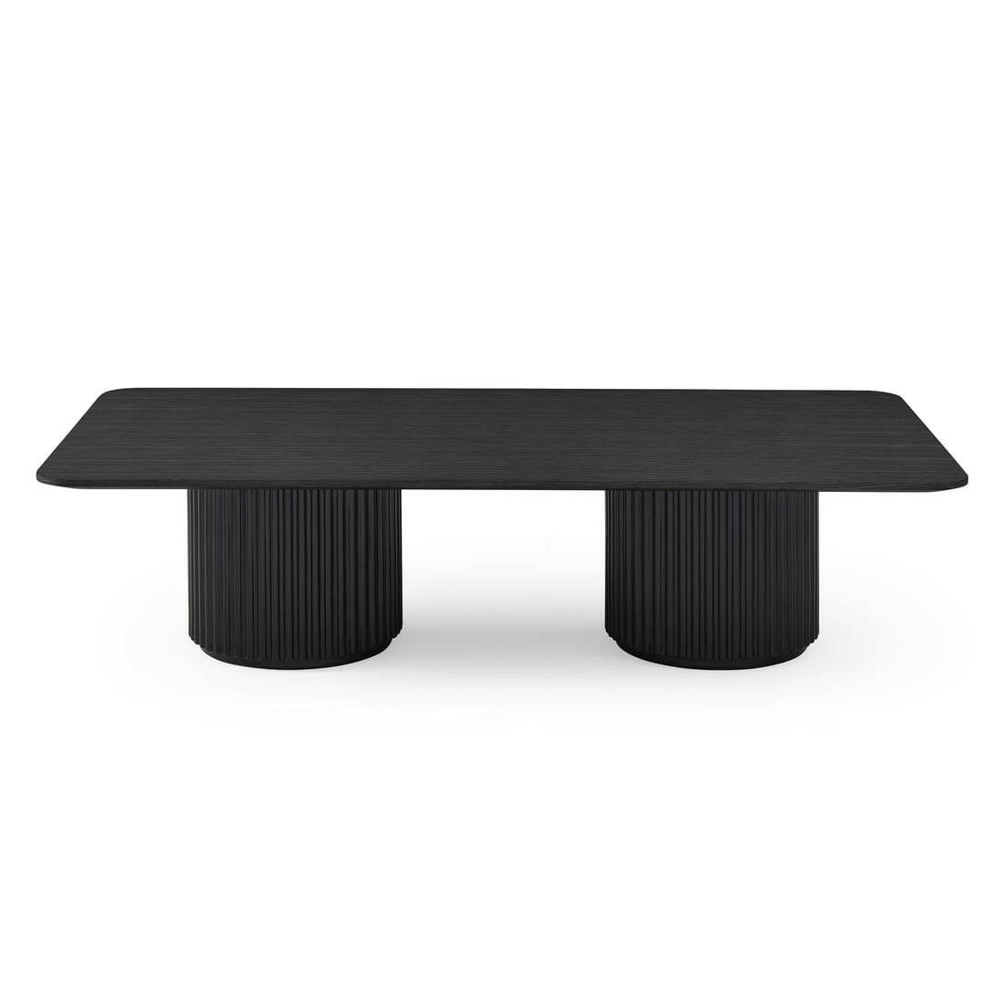 Lantine Coffee Table – Double Pedestal – Black Oak & Lacquer