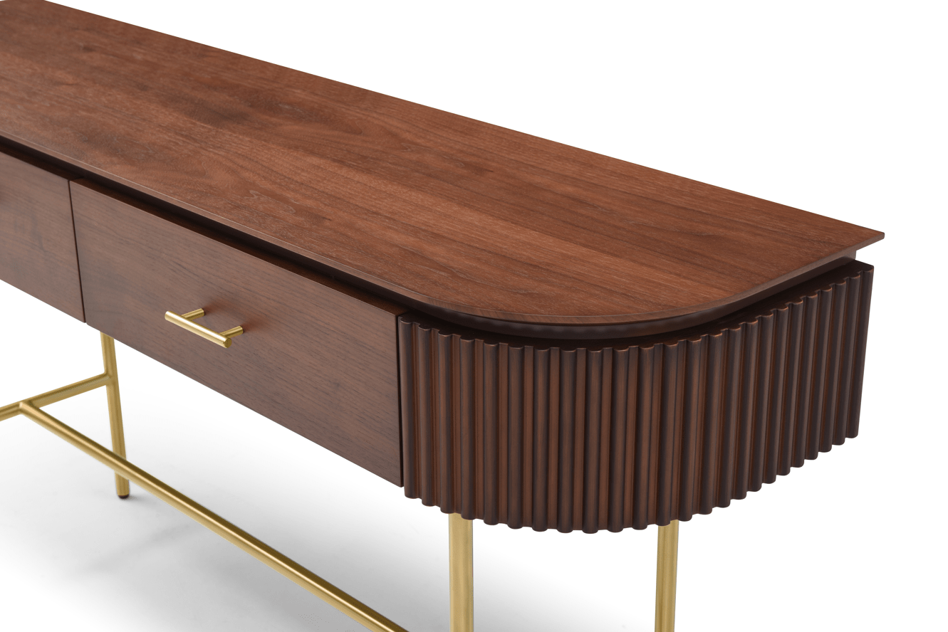 Lantine Console - Walnut & Brass