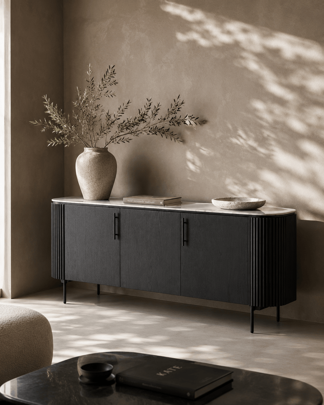 Lantine Marble Buffet - Black Oak
