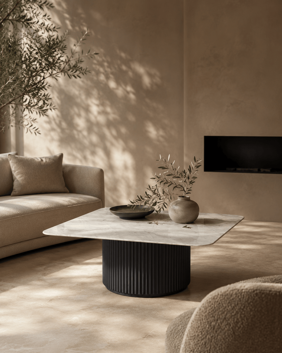 Lantine Marble Coffee Table - Matt Black