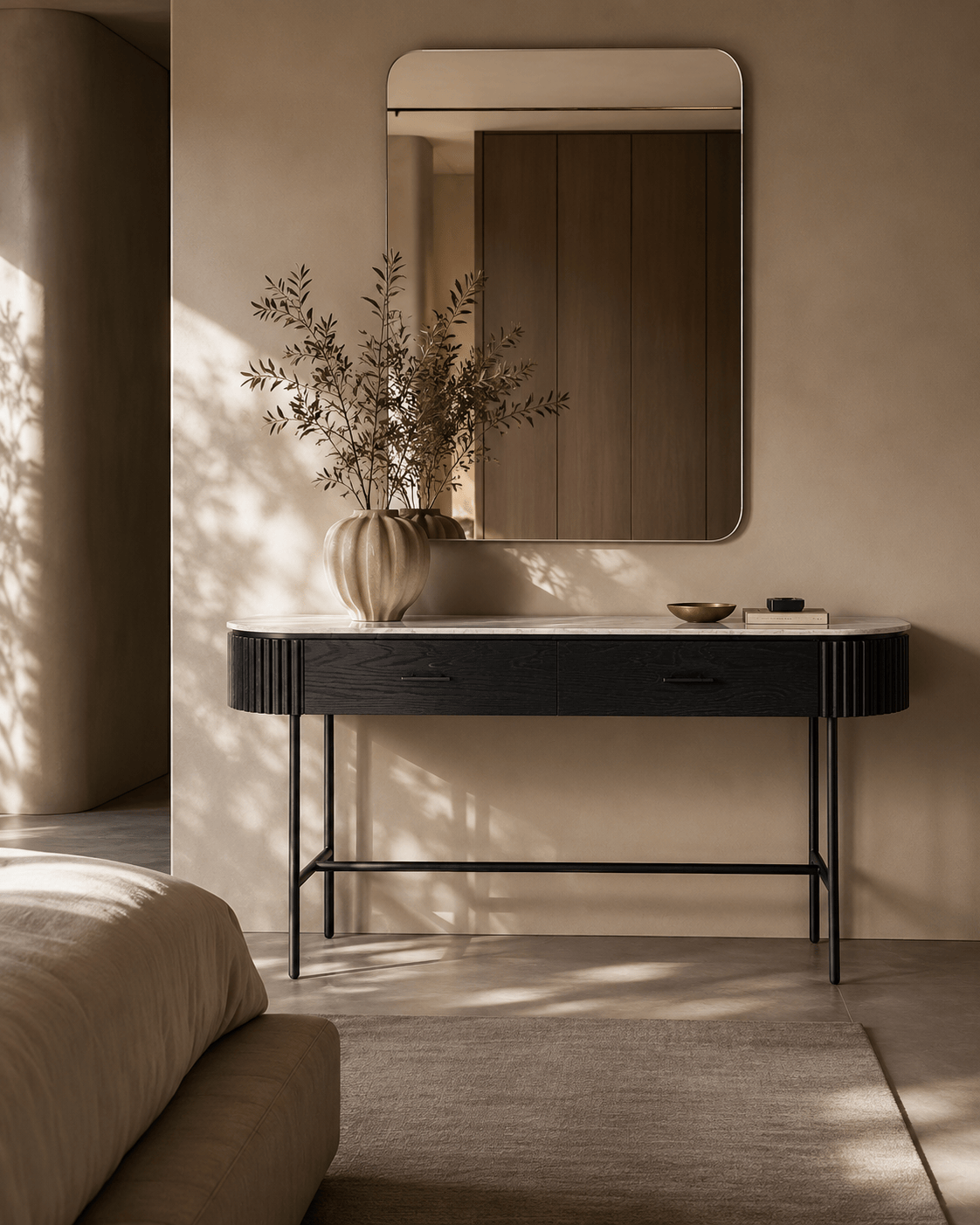 Lantine Marble Console Table - Matt Black