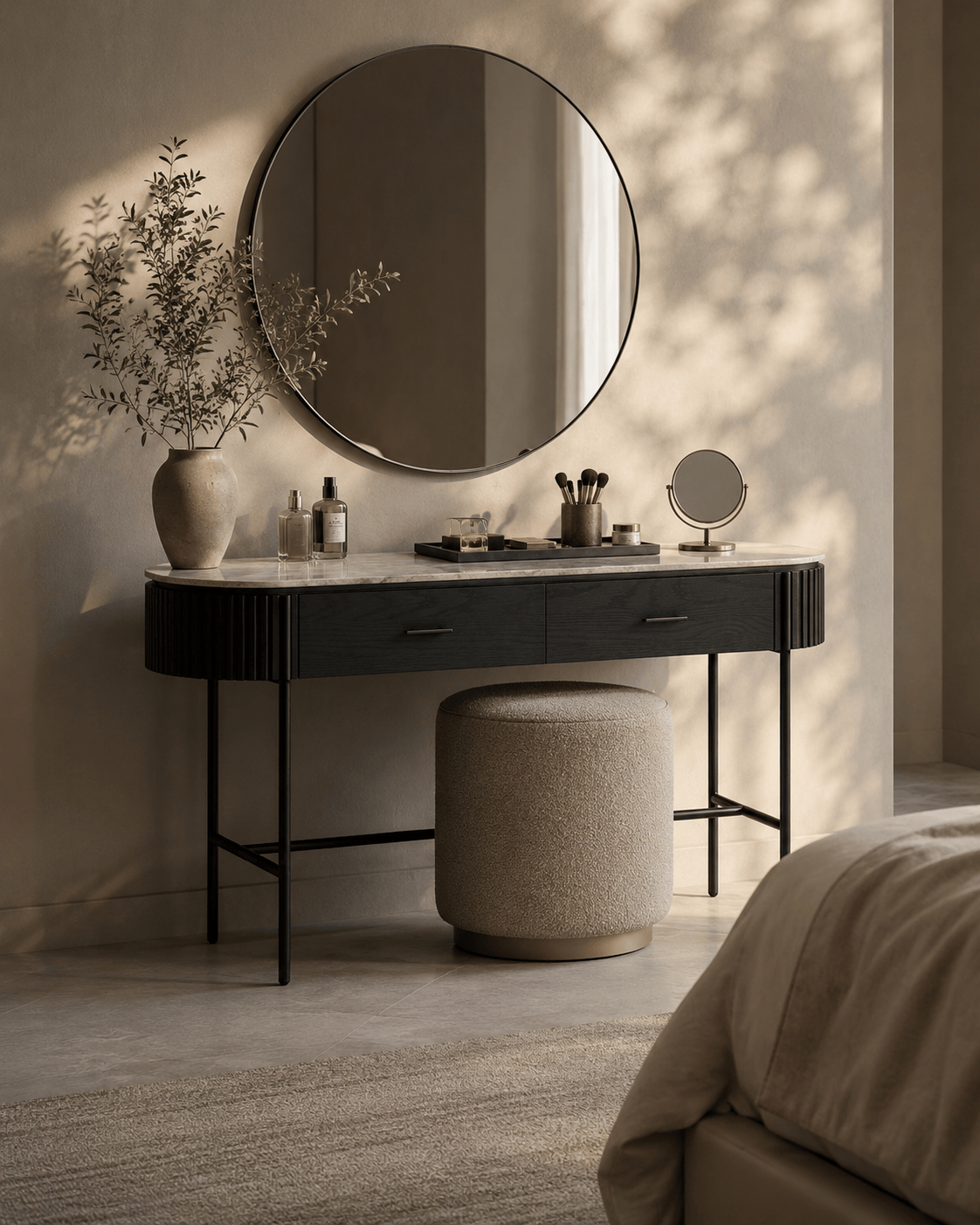 Lantine Marble Console Table - Matt Black