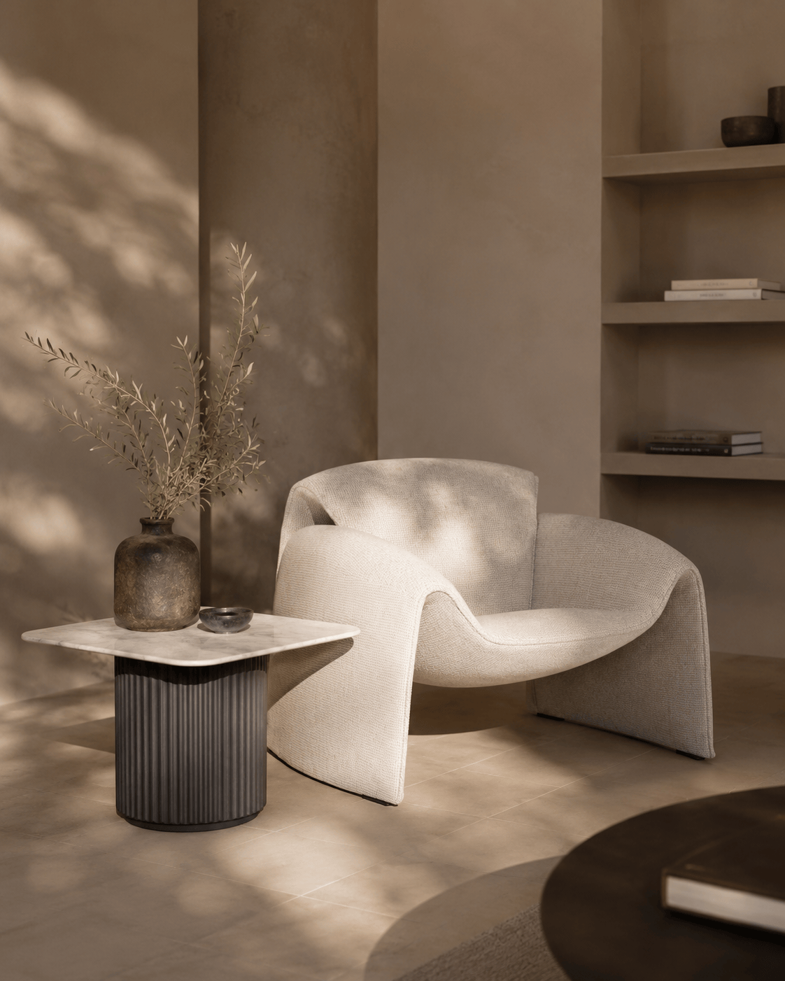 Lantine Marble Side Table - Matt Black