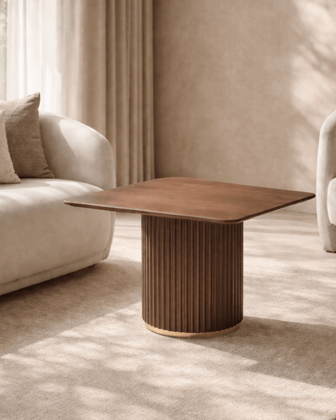 Lantine Side Table - Walnut & Brass