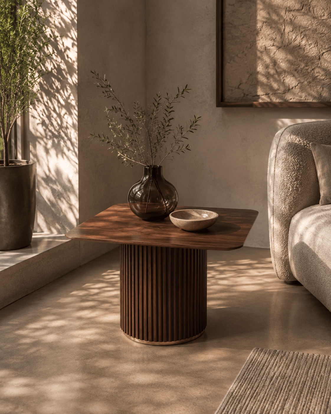 Lantine Side Table - Walnut & Brass