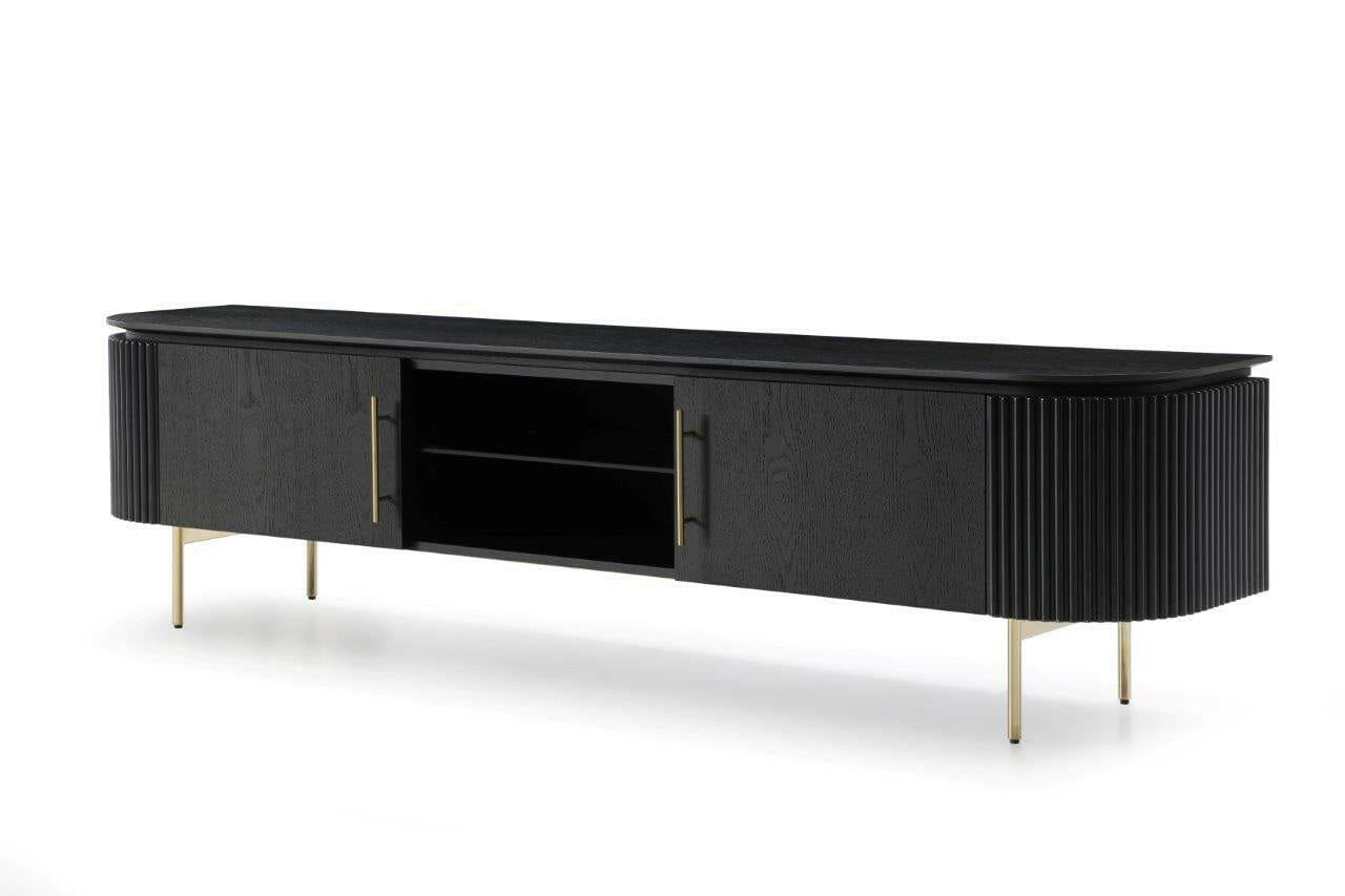 Lantine TV Unit - Black Oak & Brass