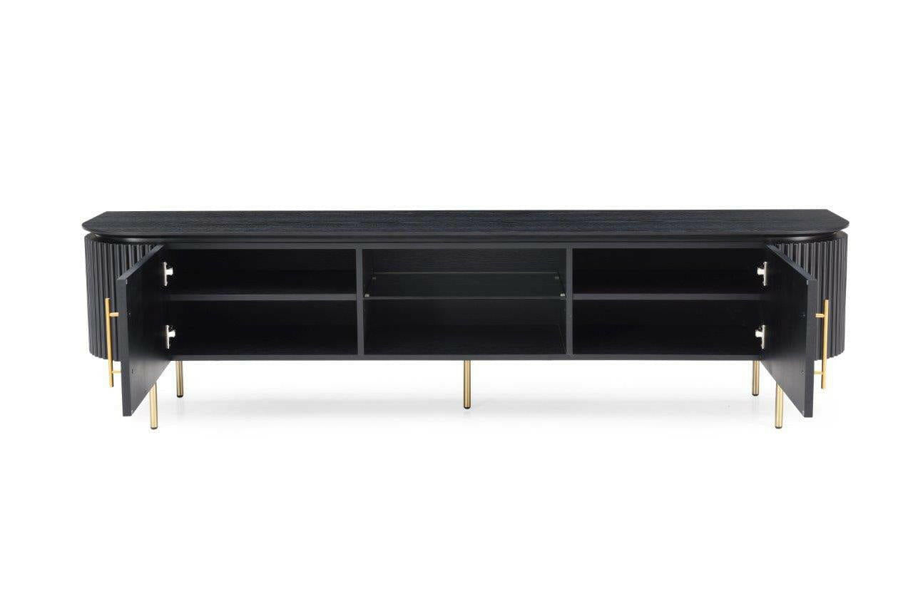 Lantine TV Unit - Black Oak & Brass