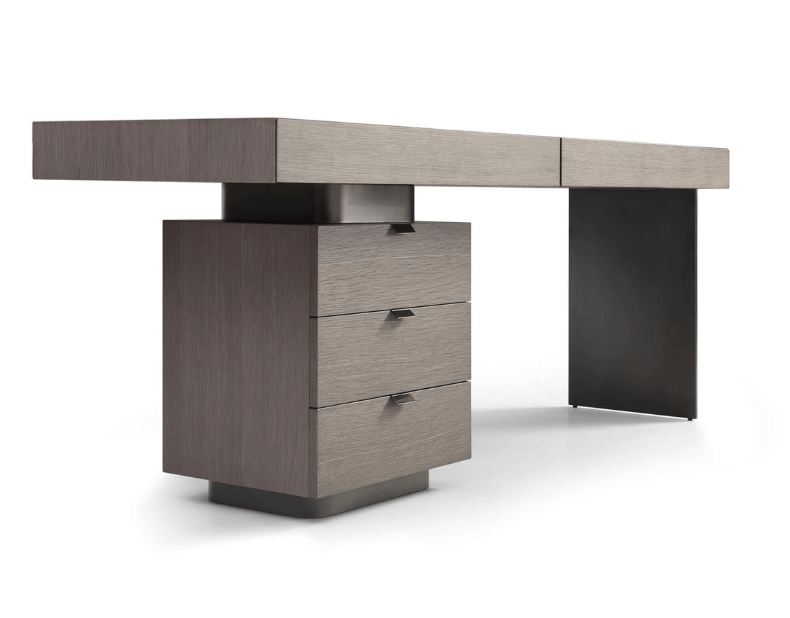 Oston Office Desk - Grey - Left Hand Drawers