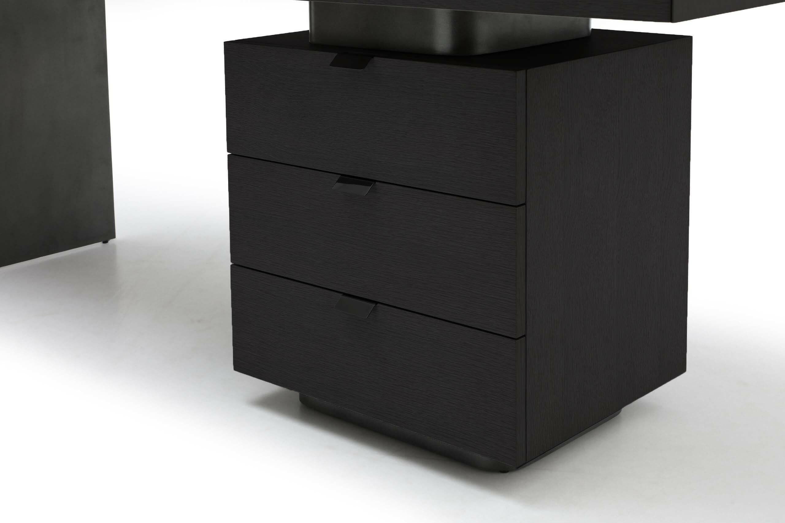 Oston Office Desk - Smoke Oak - Right Hand Drawers