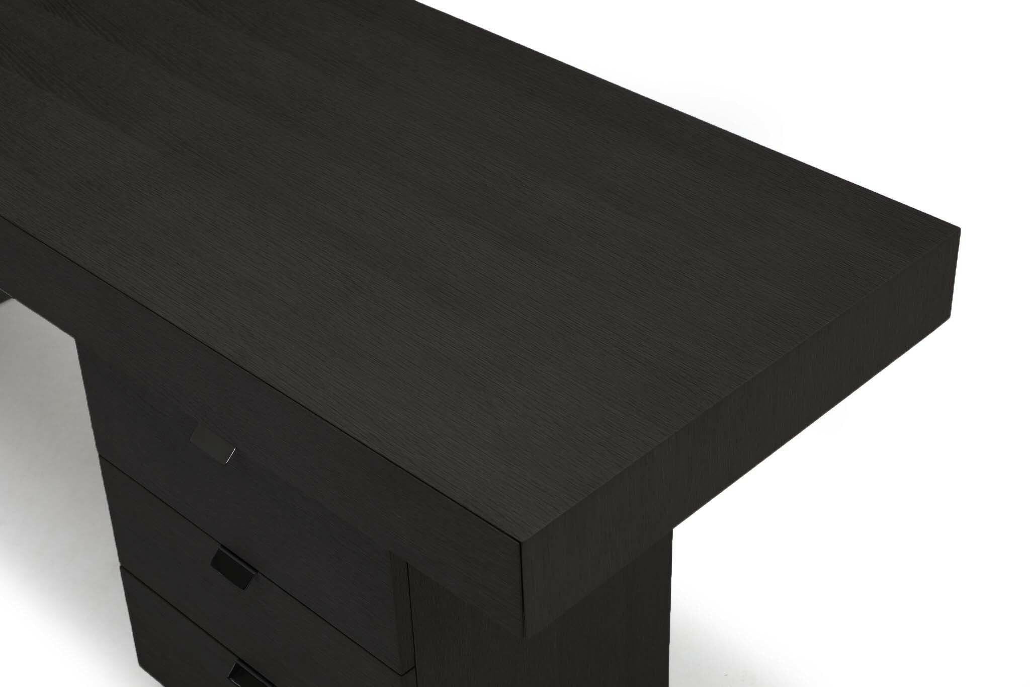 Oston Office Desk - Smoke Oak - Right Hand Drawers