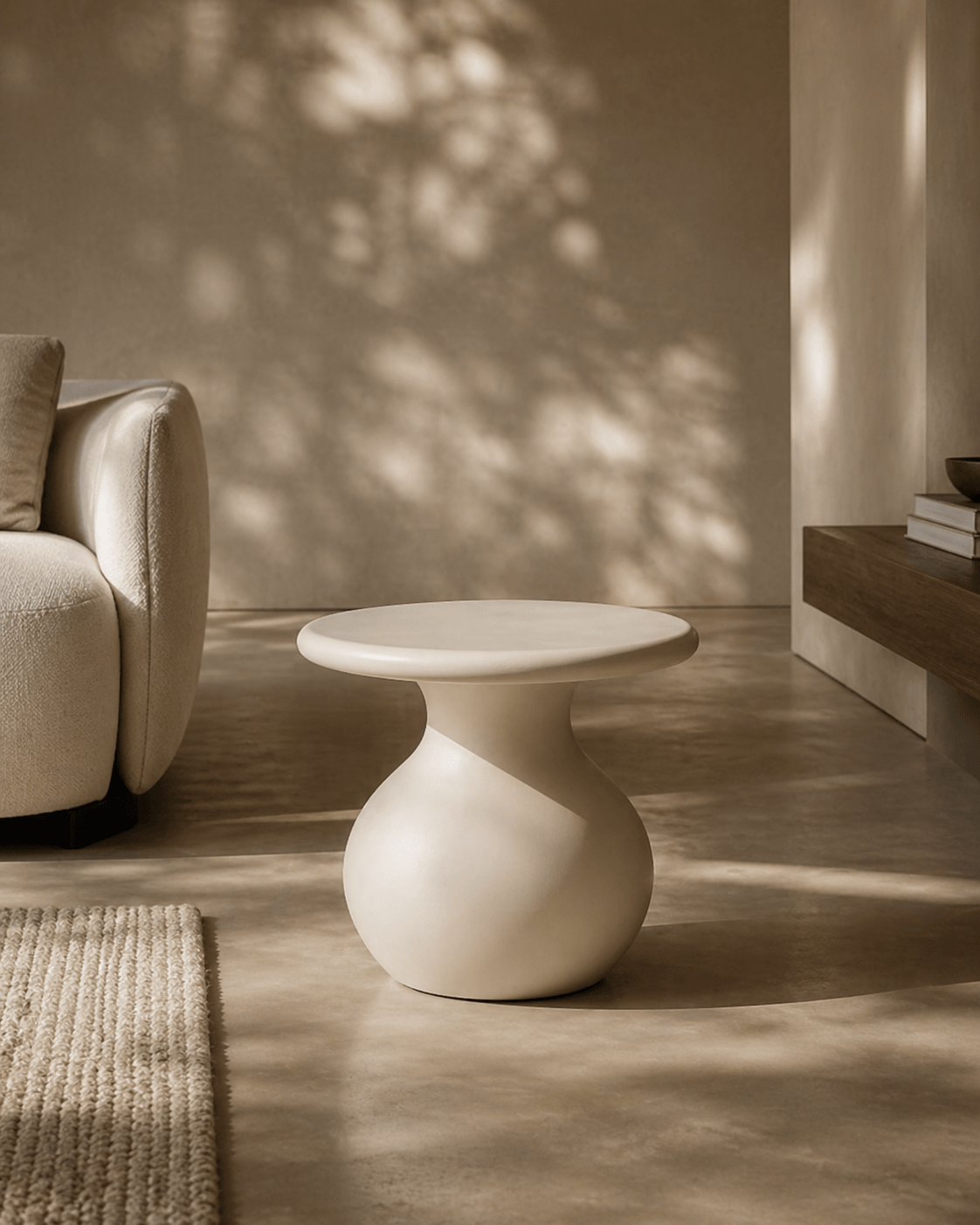 Rolo Side Table - Matte Beige