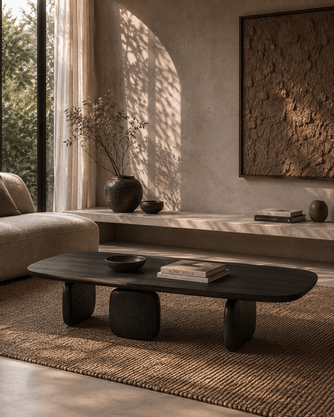 Underline Oval Coffee Table - Black Oak