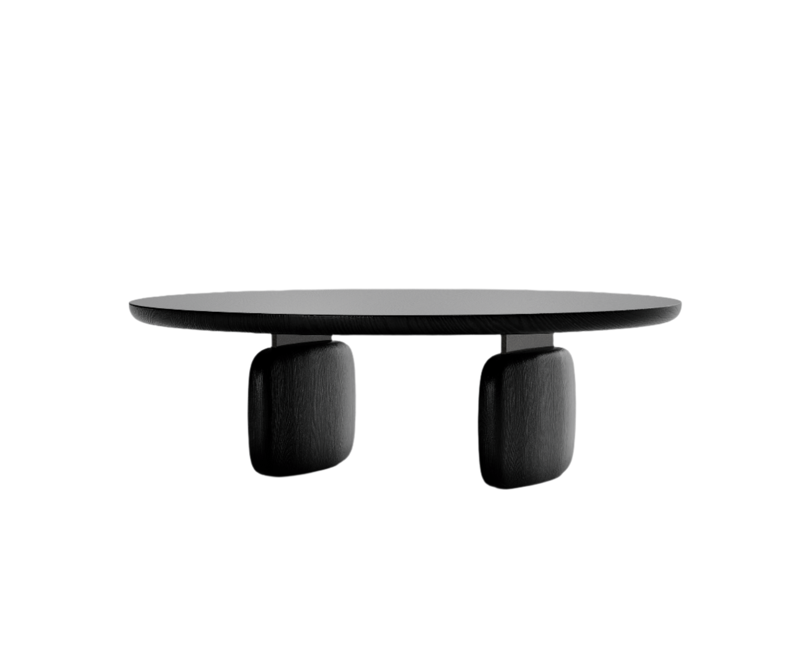 Underline Round Coffee Table - Black Oak