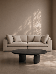 Underline Round Coffee Table - Black Oak