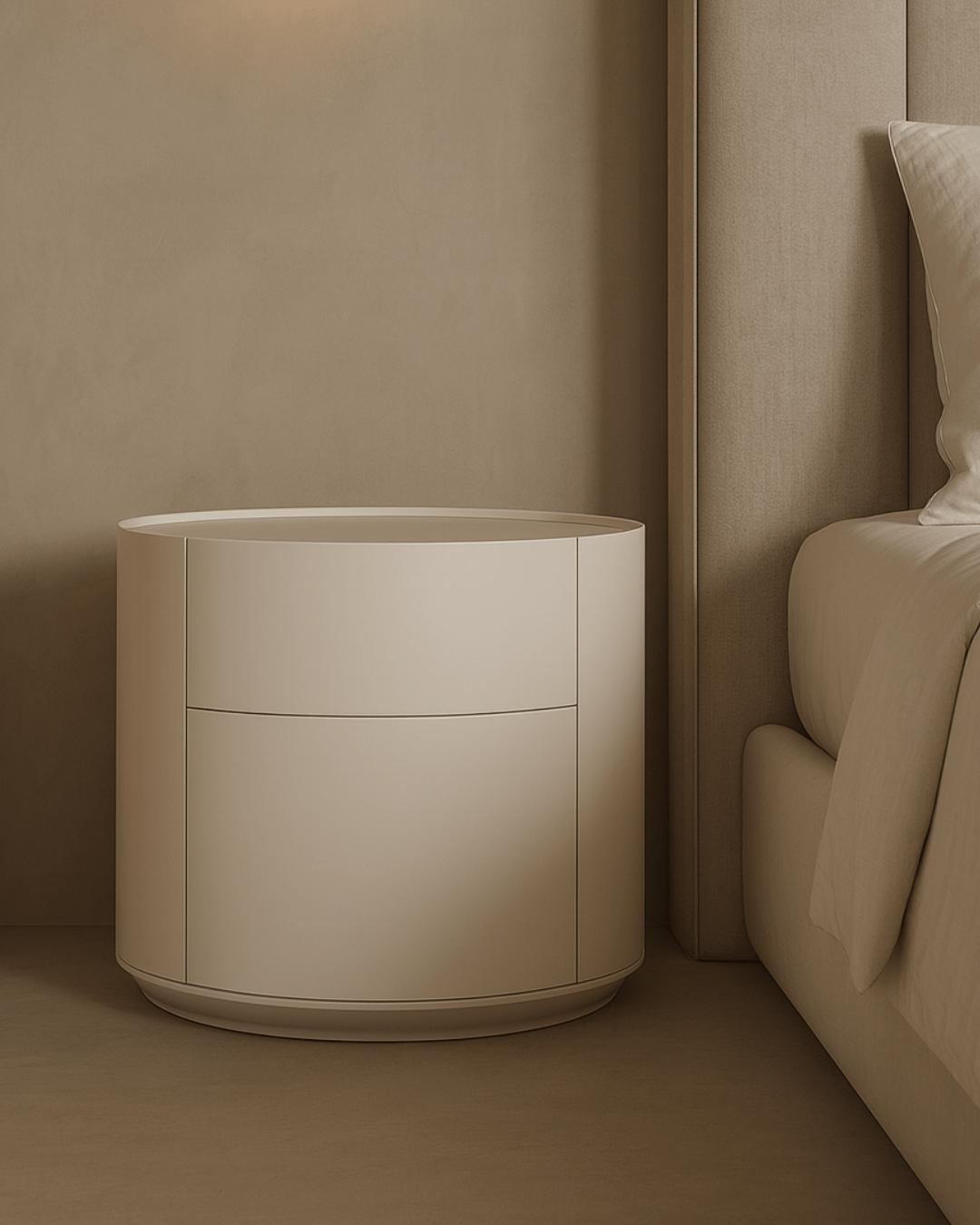 Ming Bedside Table - Matte Beige