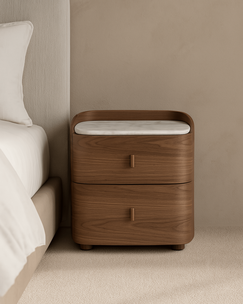 Vertu Bedside Table - Walnut