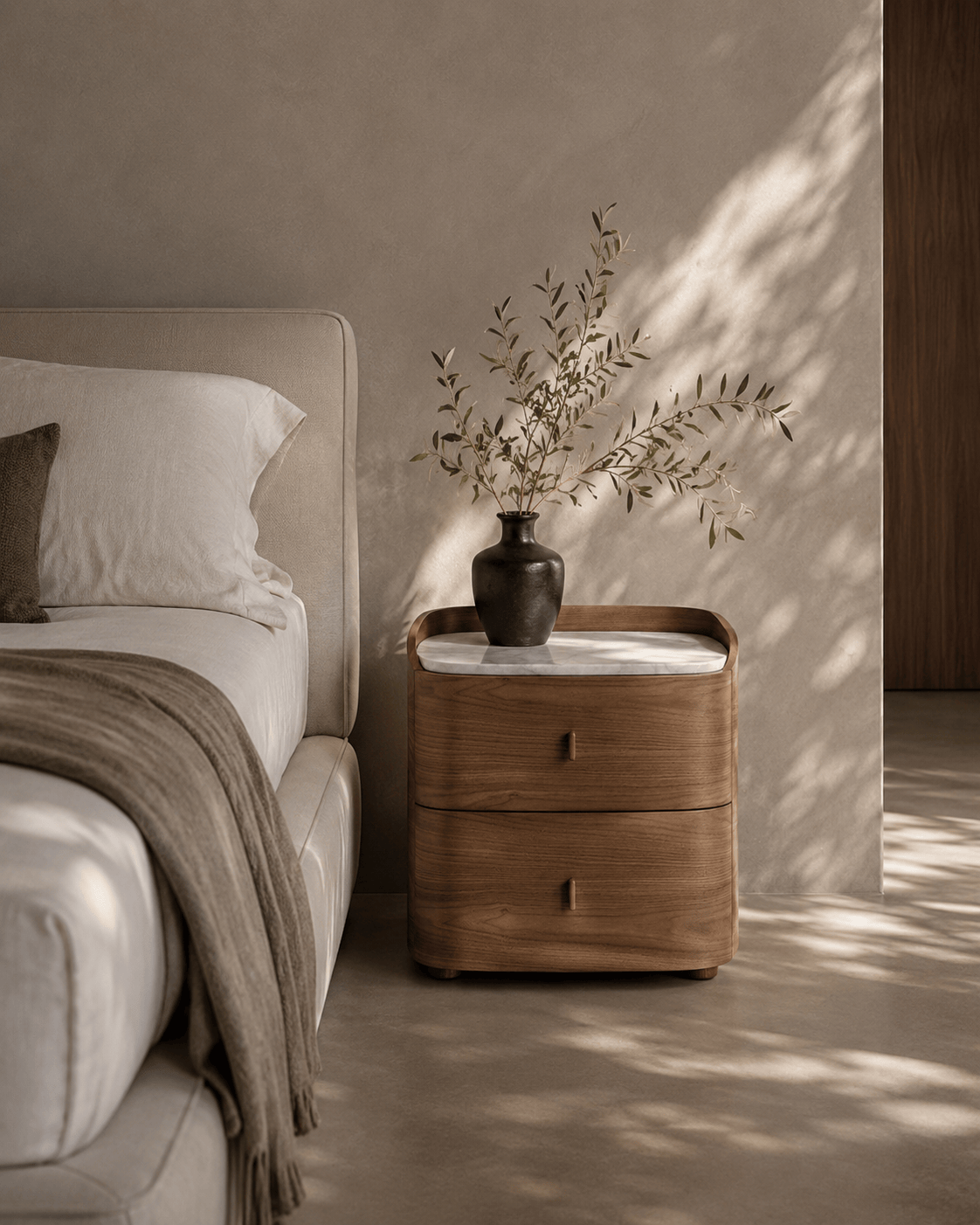 Vertu Bedside Table - Walnut