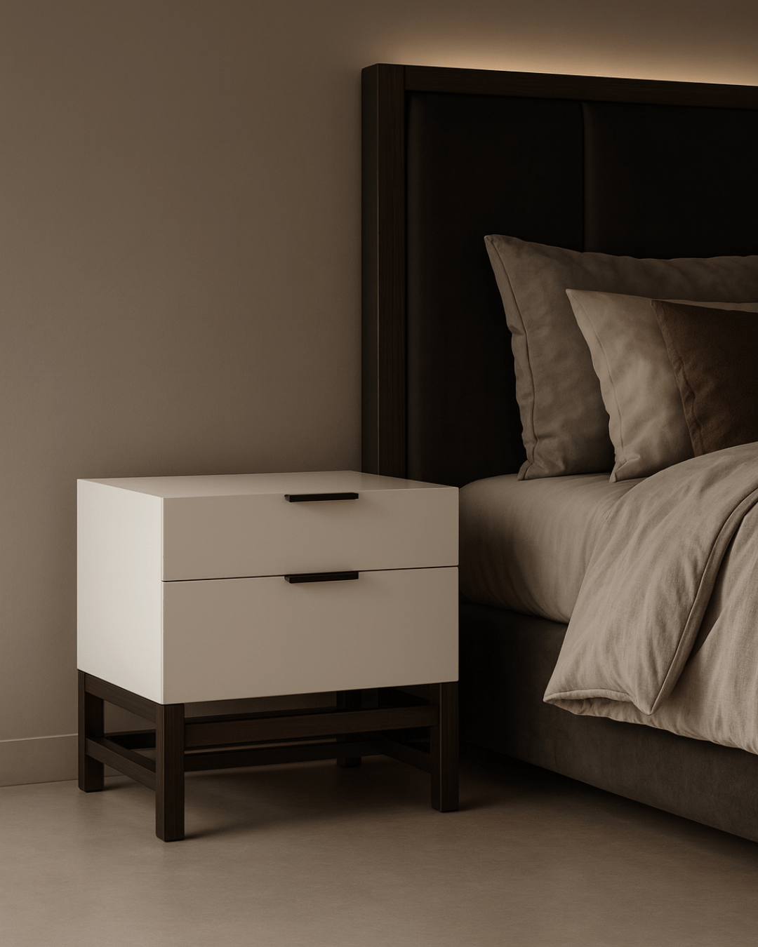 Webb Bedside Table - Matte Beige