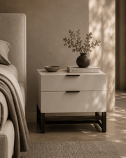 Webb Bedside Table - Matte Beige